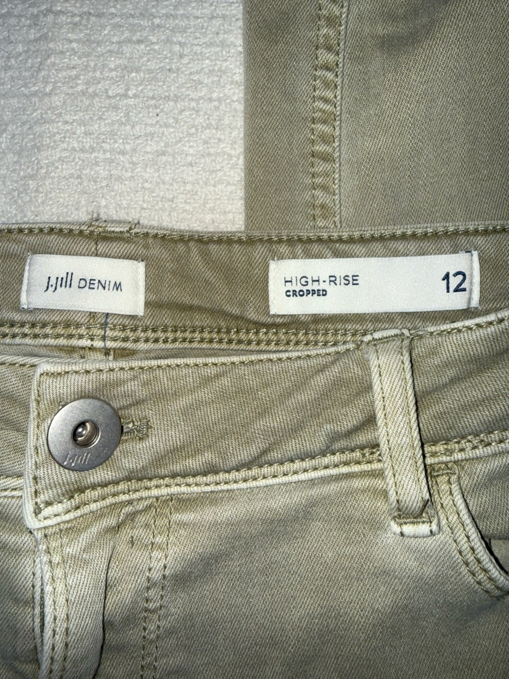 J. Jill Pale Olive High-Rise Cuffed Jeans